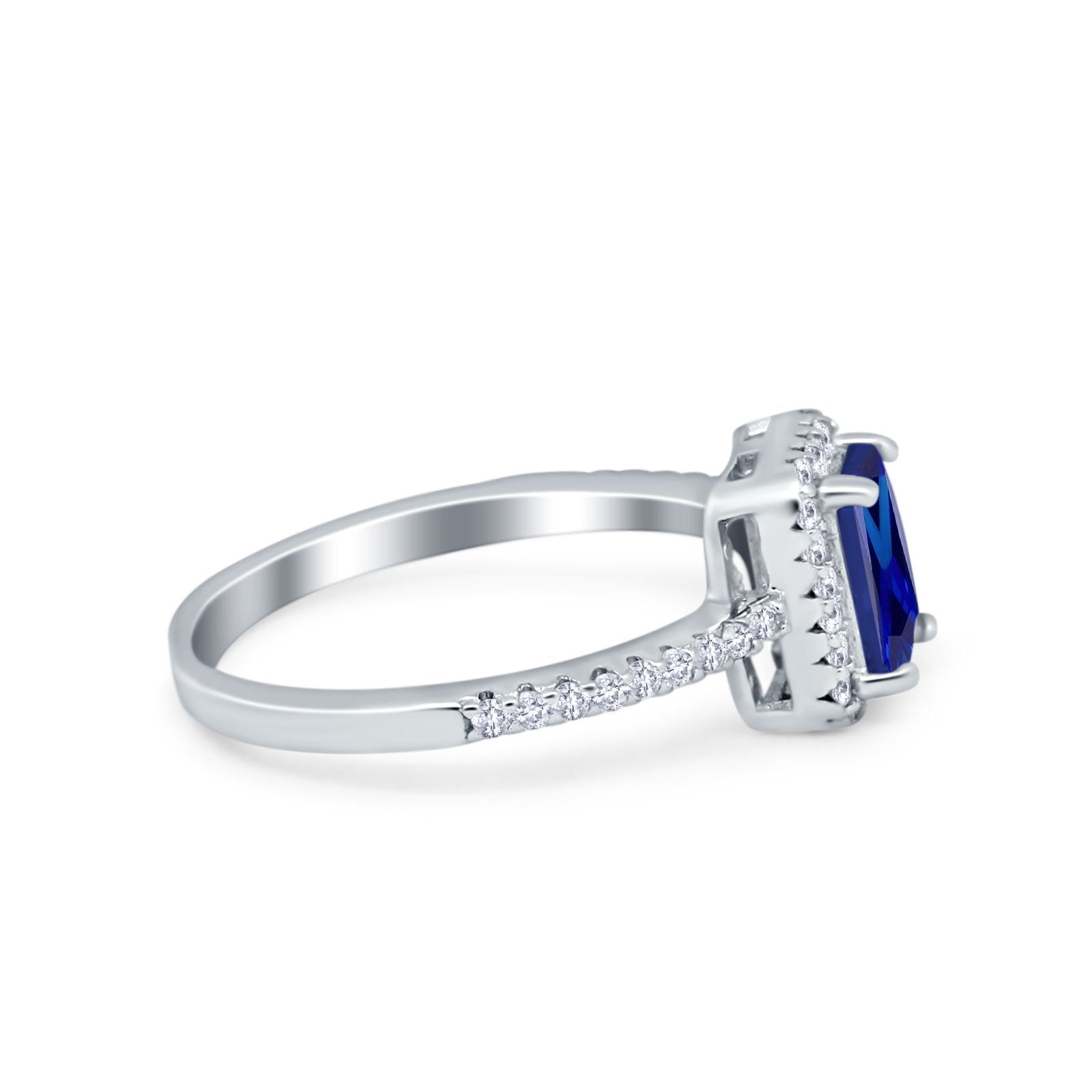 Halo Wedding Bridal Ring Simulated Cubic Zirconia Accent 925 Sterling Silver