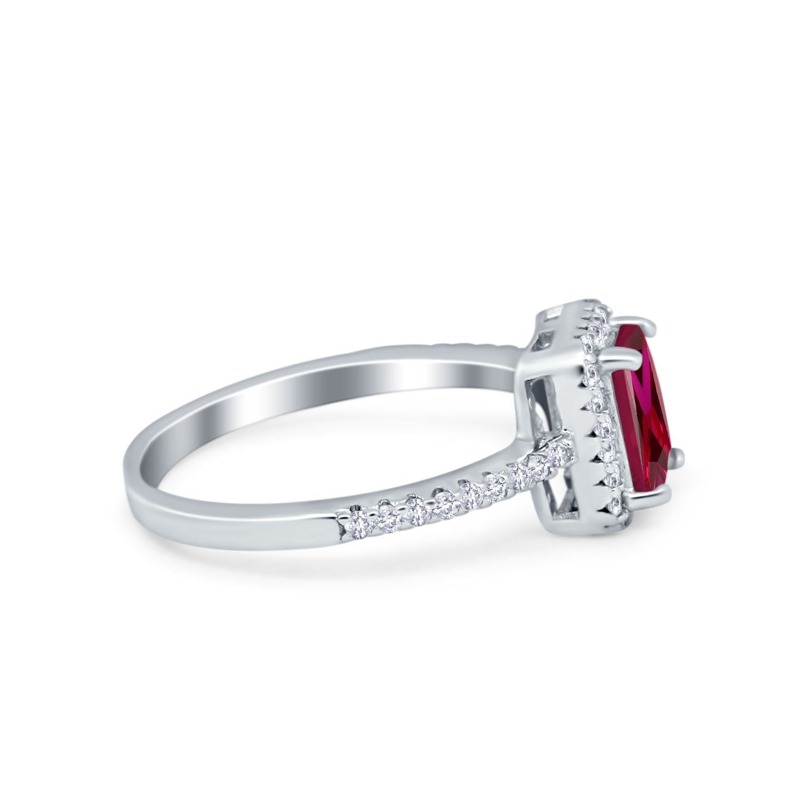 Halo Wedding Bridal Ring Simulated Cubic Zirconia Accent 925 Sterling Silver