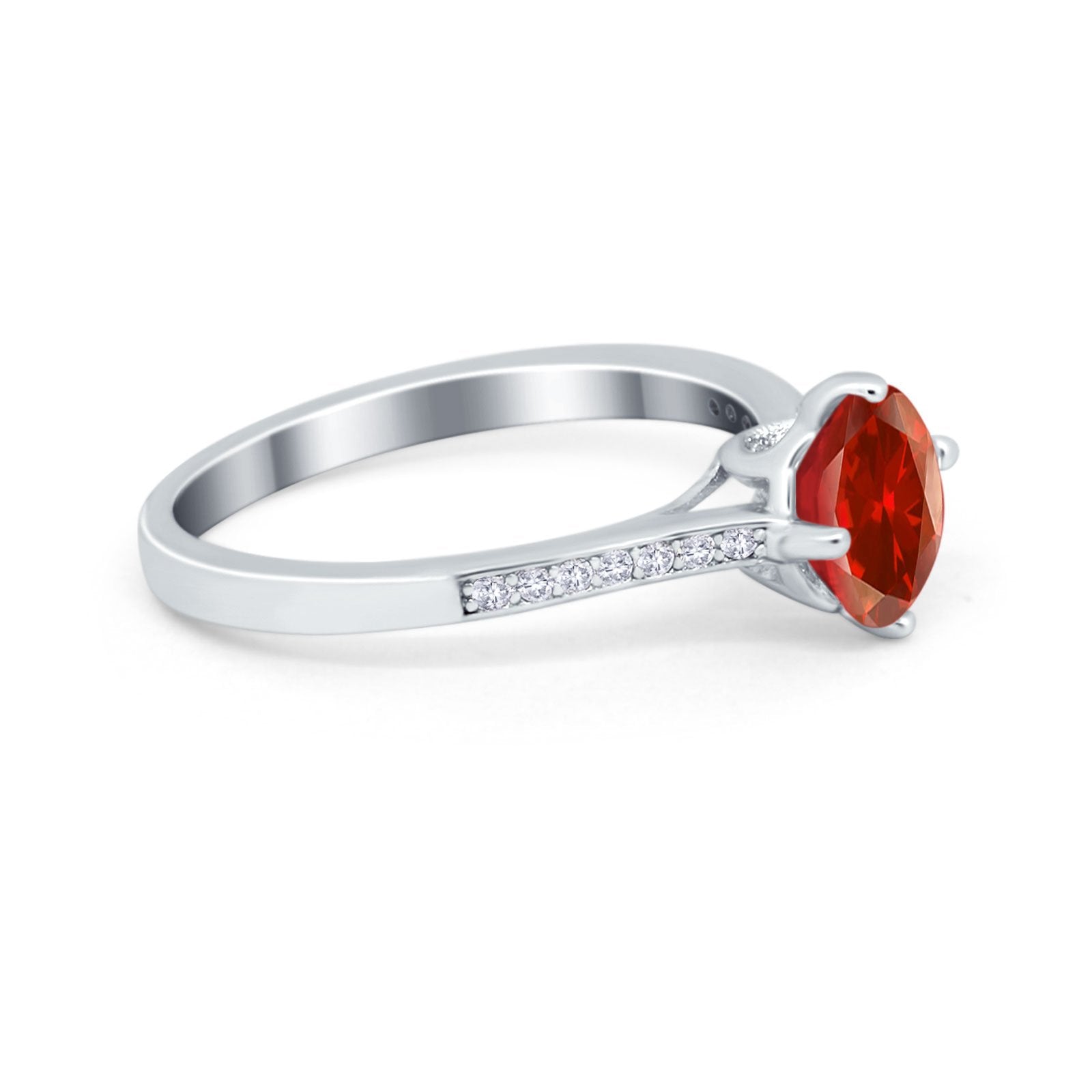 Solitaire Art Deco Wedding Ring Round Simulated Cubic Zirconia 925 Sterling Silver