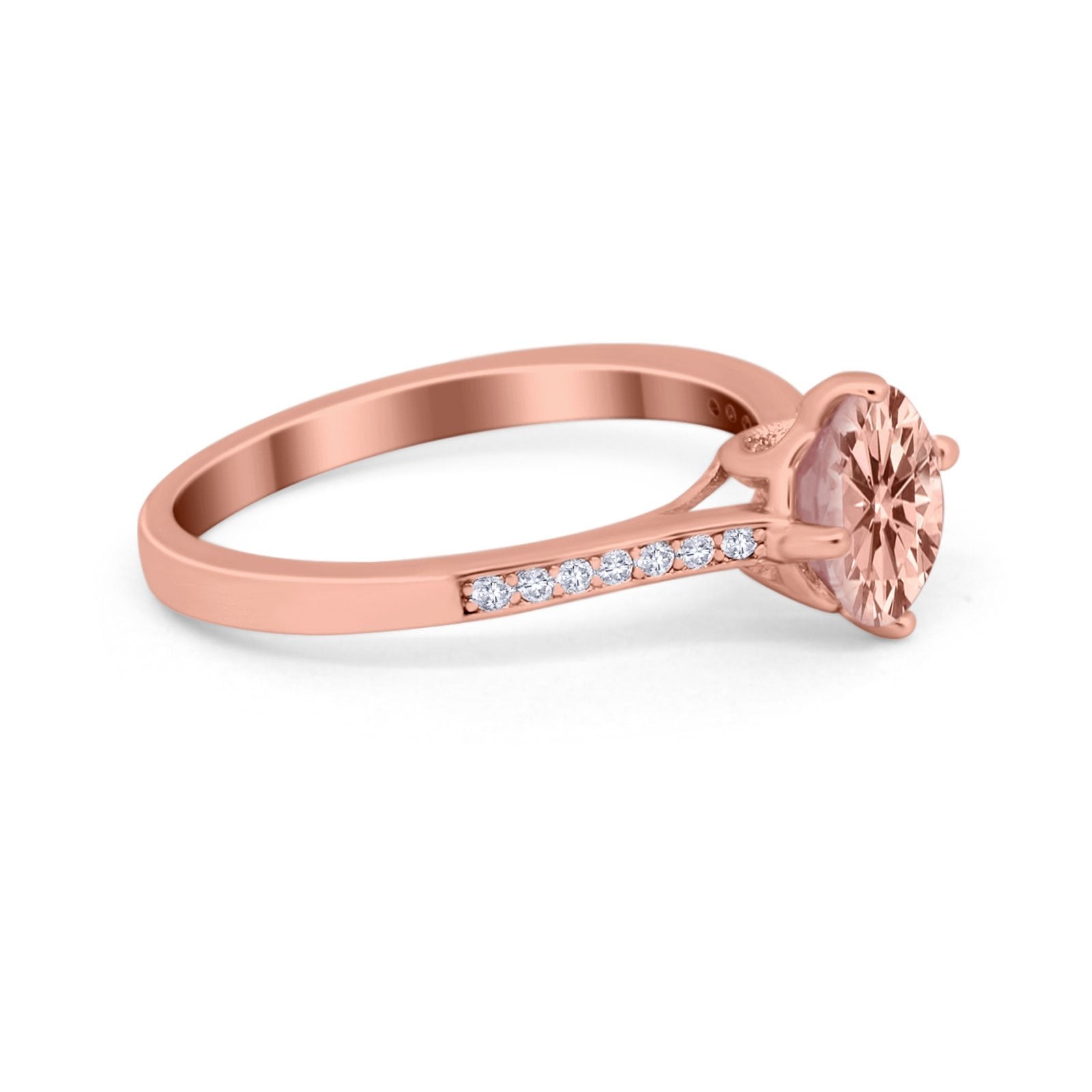 Solitaire Art Deco Wedding Ring Round Simulated Cubic Zirconia 925 Sterling Silver