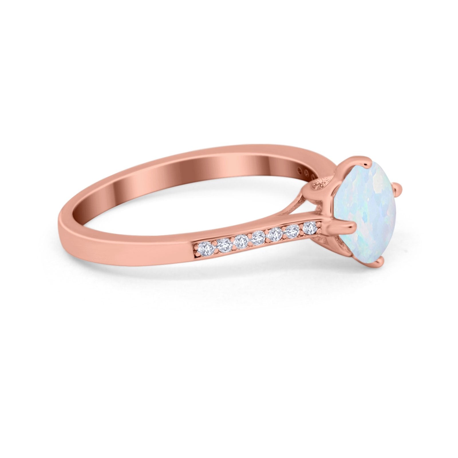 Solitaire Art Deco Wedding Ring Round Simulated Cubic Zirconia 925 Sterling Silver