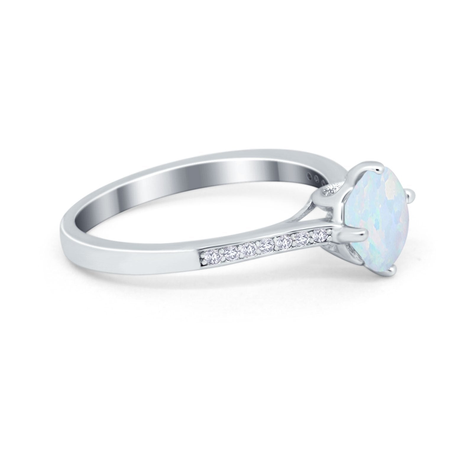 Solitaire Art Deco Wedding Ring Round Simulated Cubic Zirconia 925 Sterling Silver