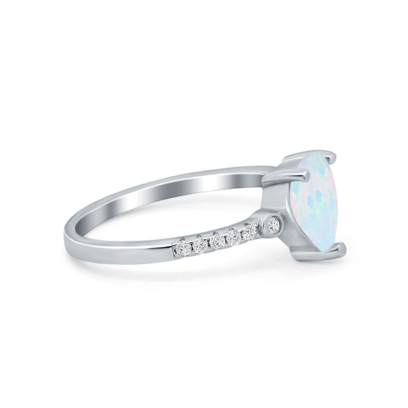 Vintage Style Teardrop Wedding Ring Simulated Cubic Zirconia 925 Sterling Silver