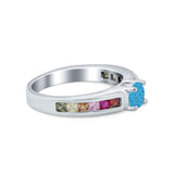 Soliaire Accent Multicolored Simulated Cubic Zirconia Ring 925 Sterling Silver