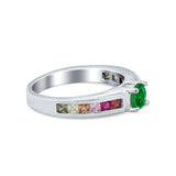 Soliaire Accent Multicolored Simulated Cubic Zirconia Ring 925 Sterling Silver