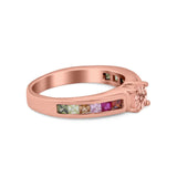 Soliaire Accent Multicolored Simulated Cubic Zirconia Ring 925 Sterling Silver