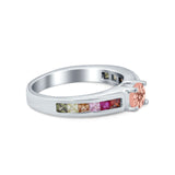 Soliaire Accent Multicolored Simulated Cubic Zirconia Ring 925 Sterling Silver