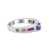 Soliaire Accent Multicolored Simulated Cubic Zirconia Ring 925 Sterling Silver