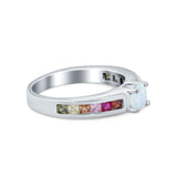 Soliaire Accent Multicolored Simulated Cubic Zirconia Ring 925 Sterling Silver