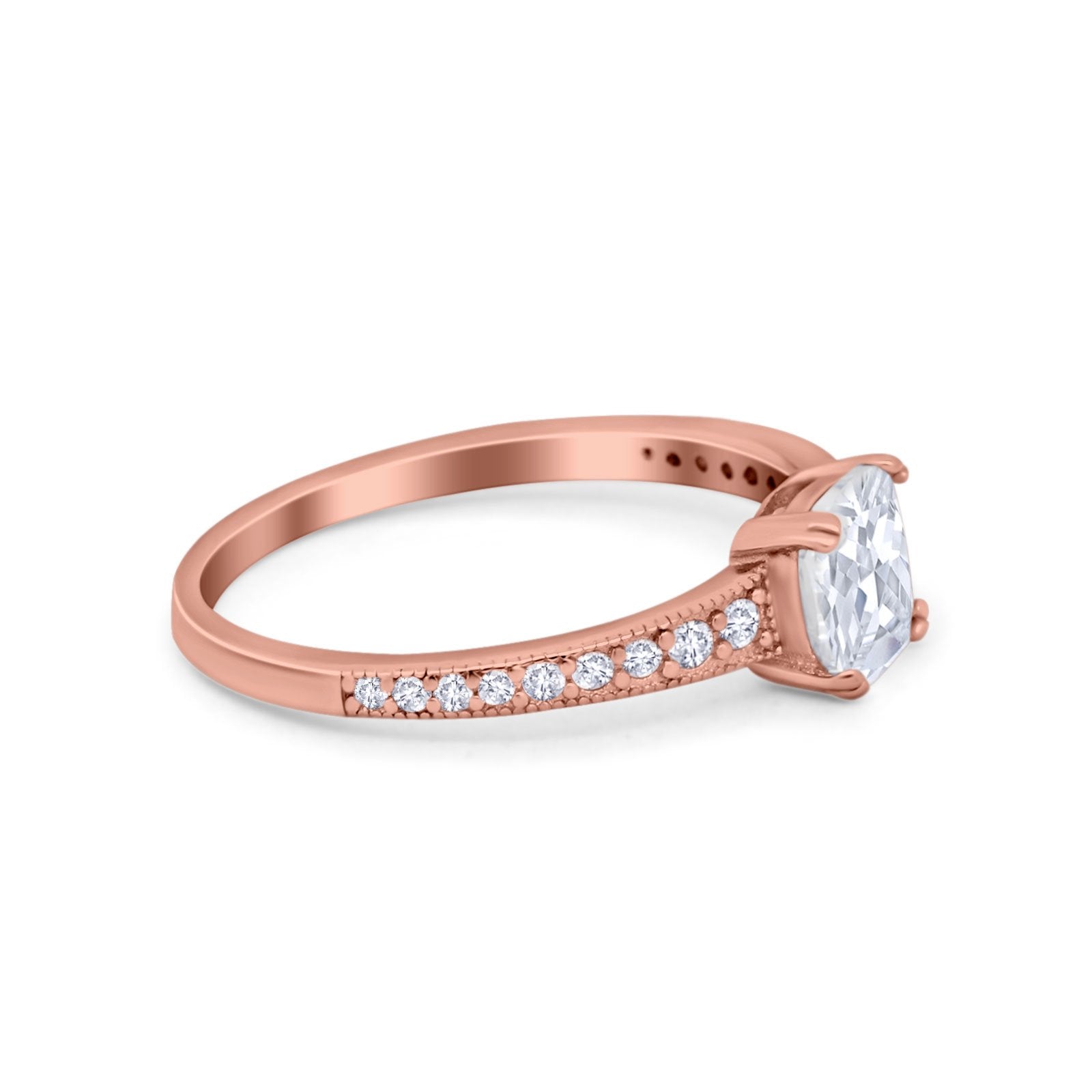 Cushion Cut Bridal Wedding Ring Simulated Cubic Zirconia 925 Sterling Silver