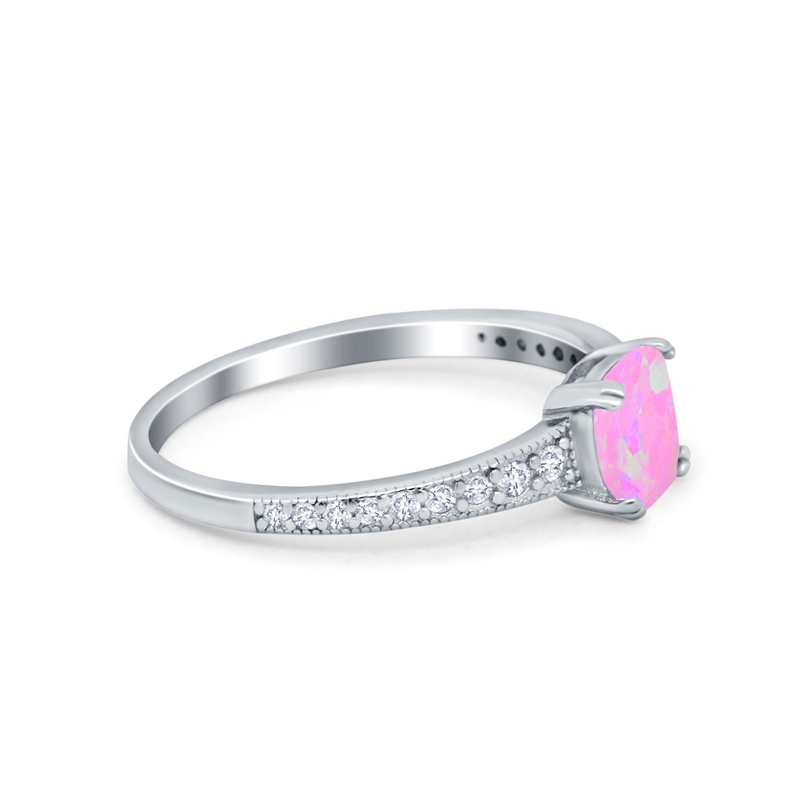 Cushion Cut Bridal Wedding Ring Simulated Cubic Zirconia 925 Sterling Silver