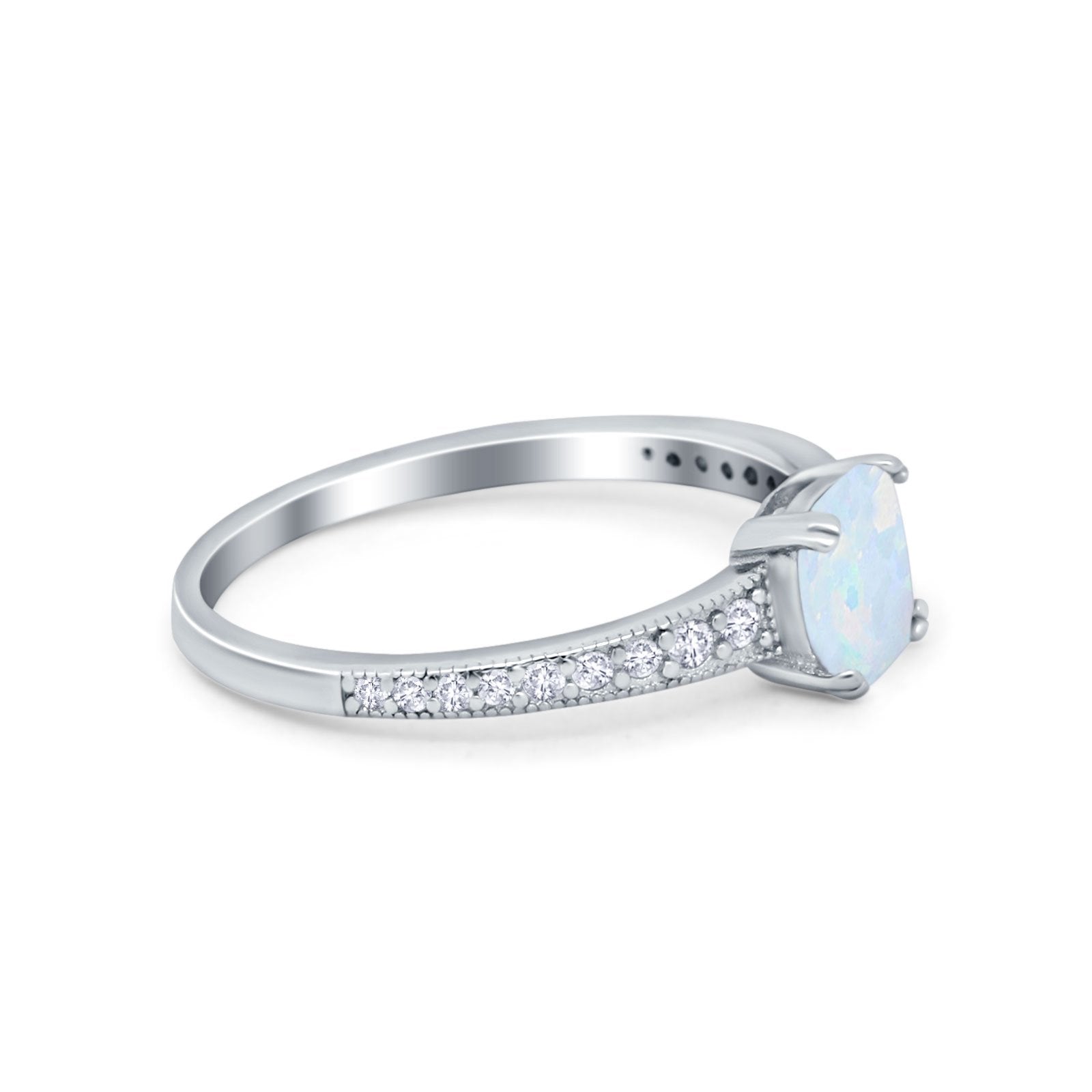 Cushion Cut Bridal Wedding Ring Simulated Cubic Zirconia 925 Sterling Silver