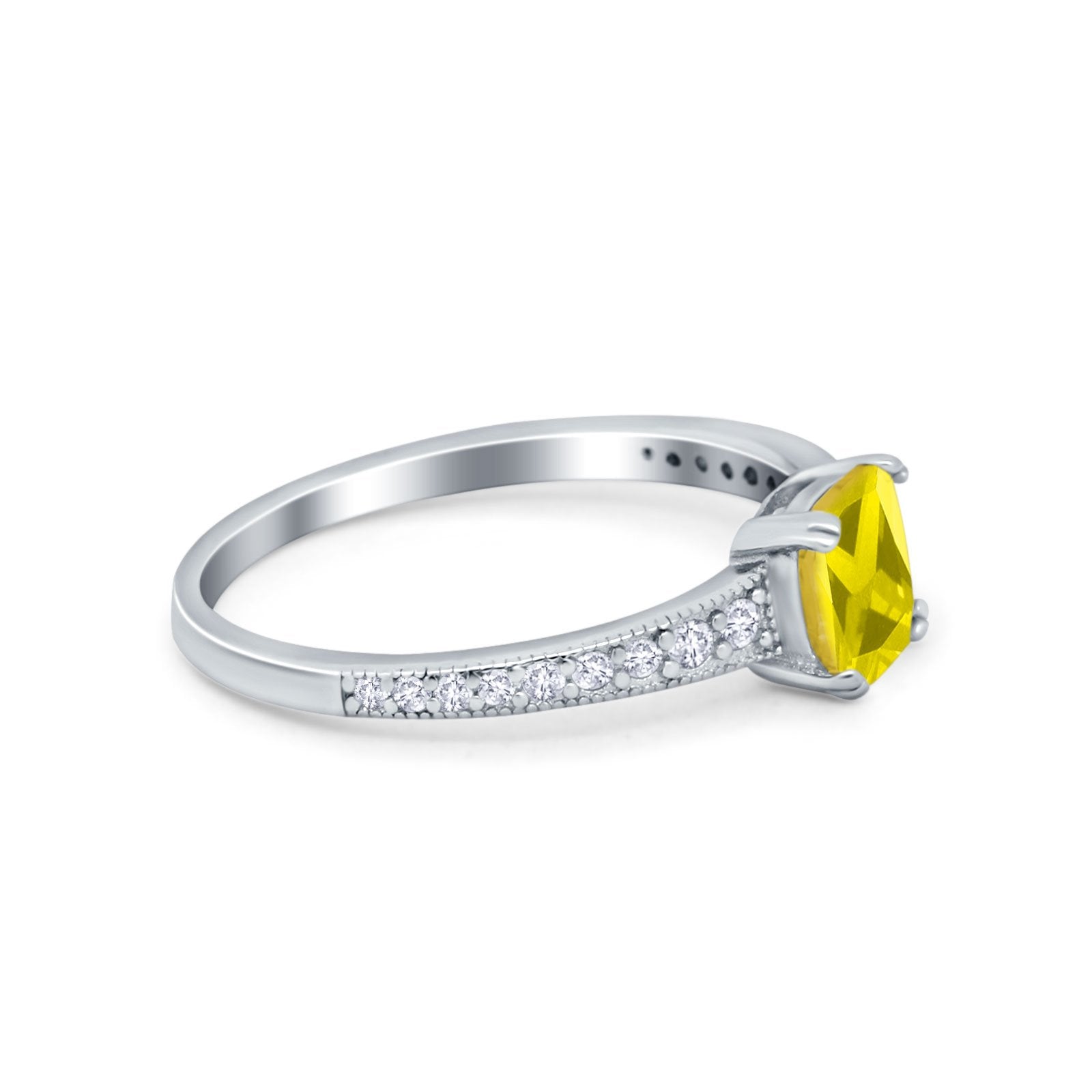 Cushion Cut Bridal Wedding Ring Simulated Cubic Zirconia 925 Sterling Silver