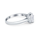 Art Deco Wedding Bridal Ring Round Simulated Cubic Zirconia 925 Sterling Silver