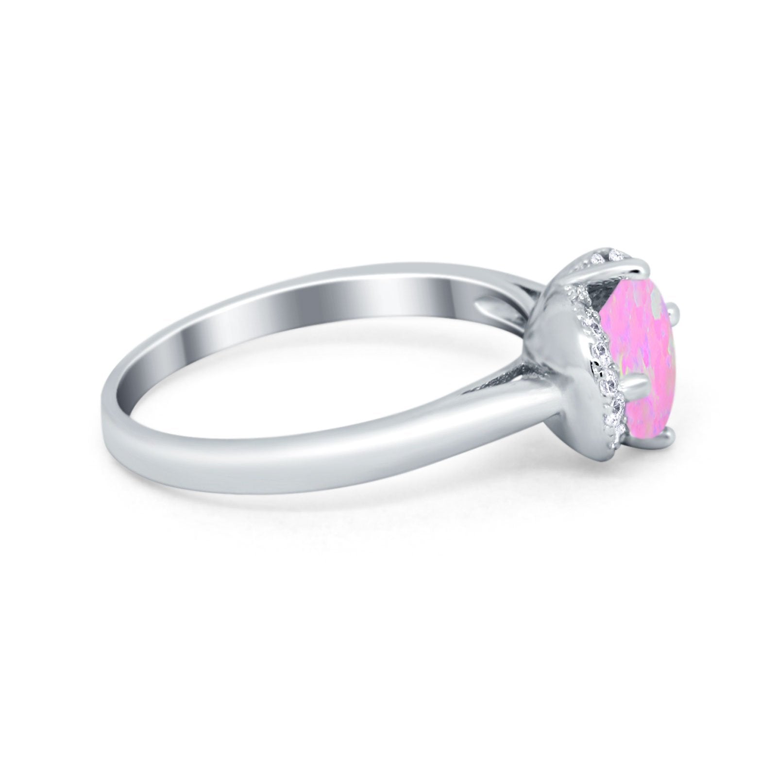 Art Deco Wedding Bridal Ring Round Simulated Cubic Zirconia 925 Sterling Silver