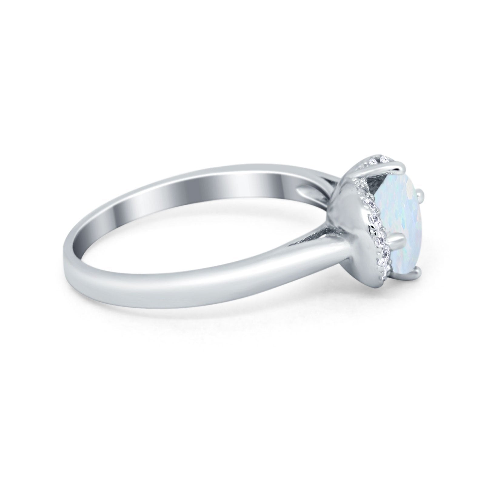 Art Deco Wedding Bridal Ring Round Simulated Cubic Zirconia 925 Sterling Silver