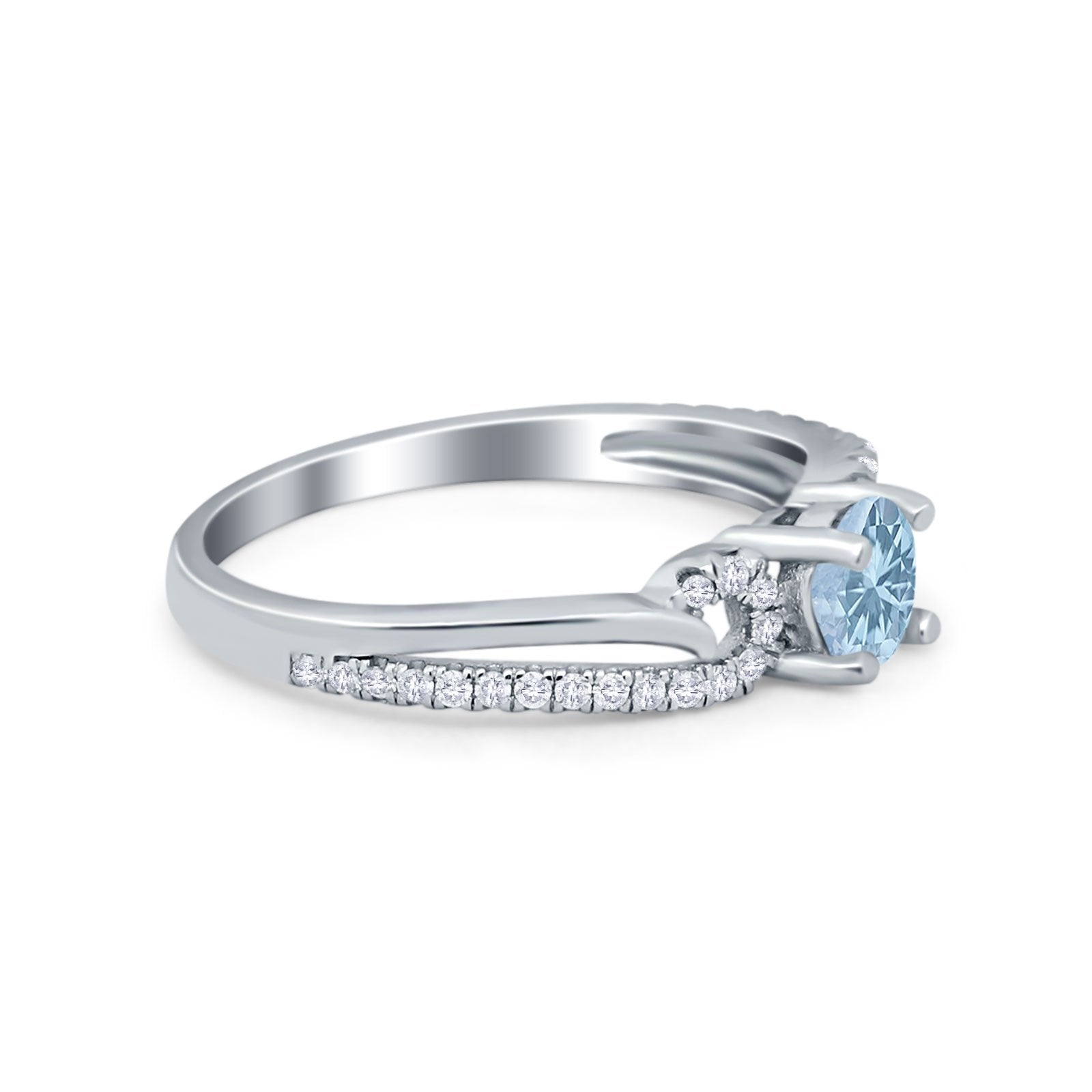 Engagement Bridal Ring Round Simulated Cubic Zirconia 925 Sterling Silver