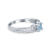 Engagement Bridal Ring Round Simulated Cubic Zirconia 925 Sterling Silver