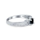 Engagement Bridal Ring Round Simulated Cubic Zirconia 925 Sterling Silver