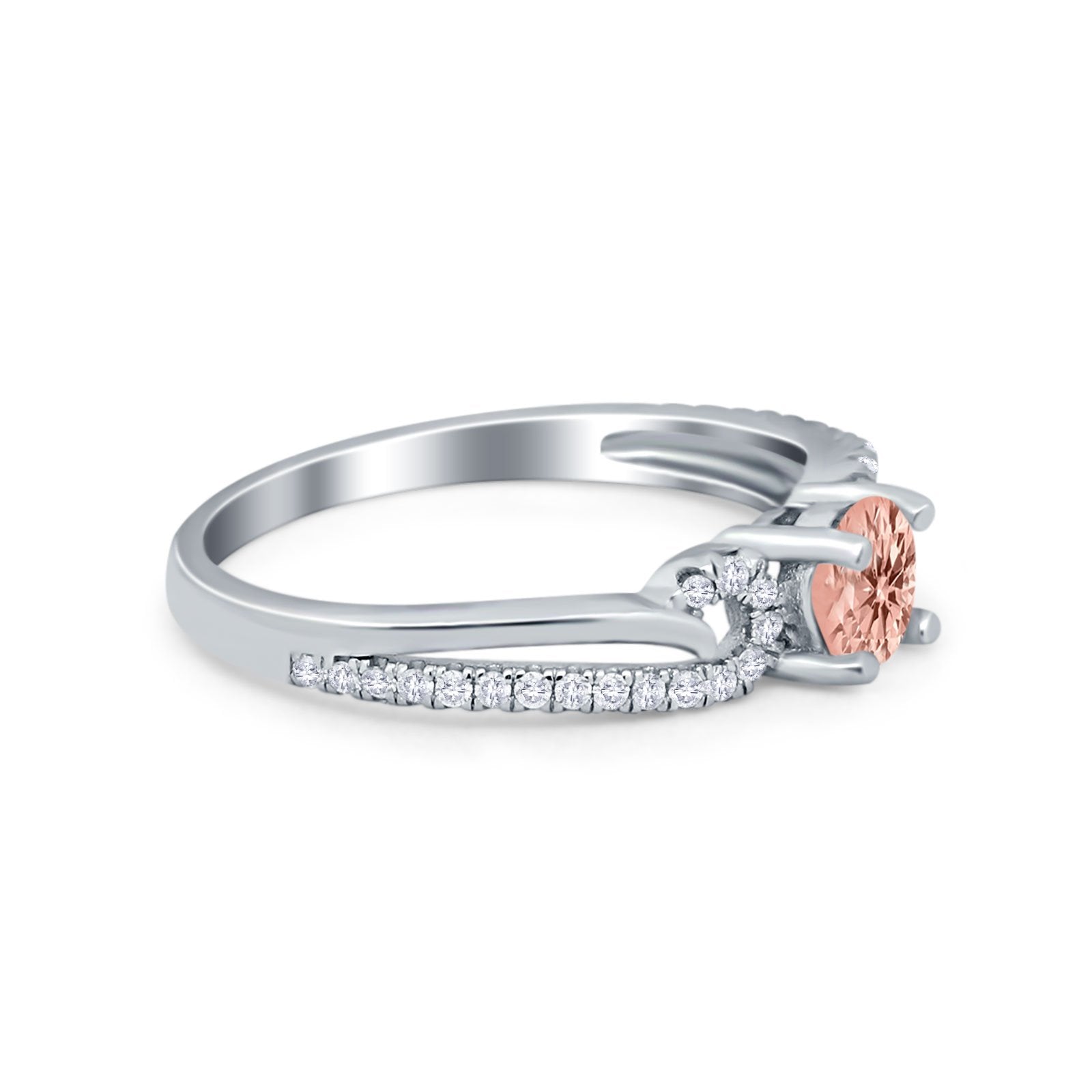 Engagement Bridal Ring Round Simulated Cubic Zirconia 925 Sterling Silver