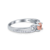 Engagement Bridal Ring Round Simulated Cubic Zirconia 925 Sterling Silver