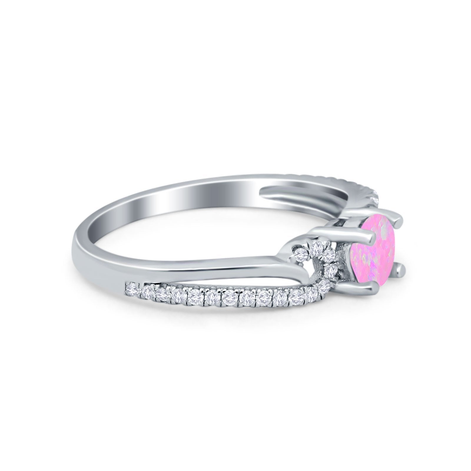 Engagement Bridal Ring Round Simulated Cubic Zirconia 925 Sterling Silver