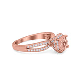 Halo Art Deco Wedding Ring Round Simulated Cubic Zirconia 925 Sterling Silver