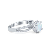 Halo Art Deco Wedding Ring Round Simulated Cubic Zirconia 925 Sterling Silver