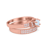 Two Piece Bridal Set Wedding Simulated Cubic Zirconia Ring 925 Sterling Silver