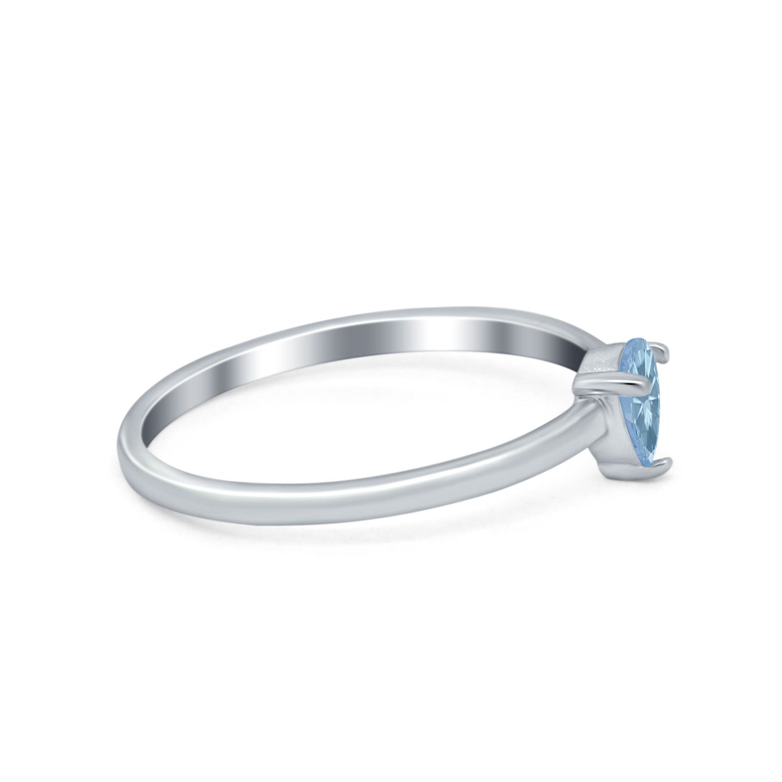 Petite Dainty Teardrop Wedding Ring Simulated Cubic Zirconia 925 Sterling Silver