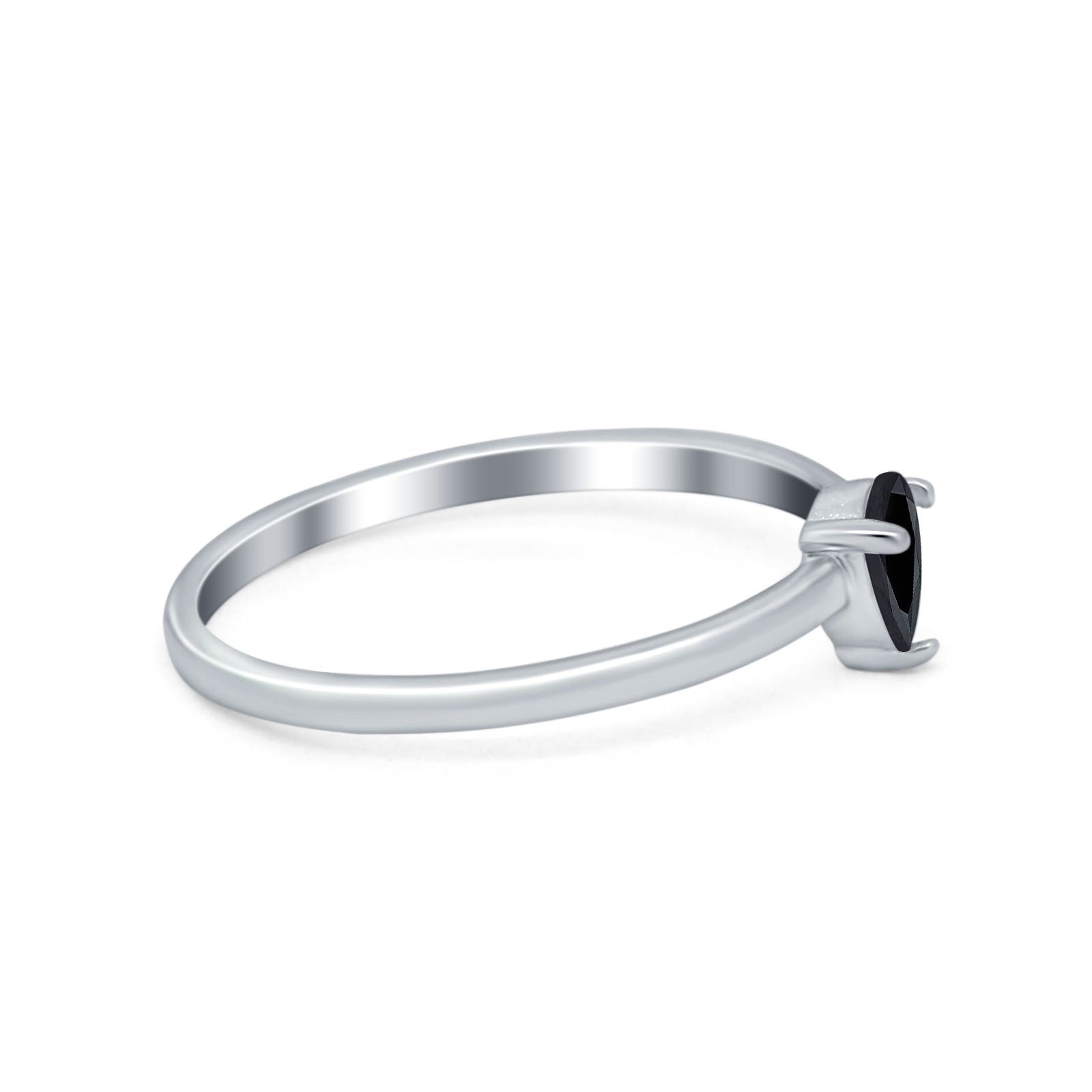 Petite Dainty Teardrop Wedding Ring Simulated Cubic Zirconia 925 Sterling Silver