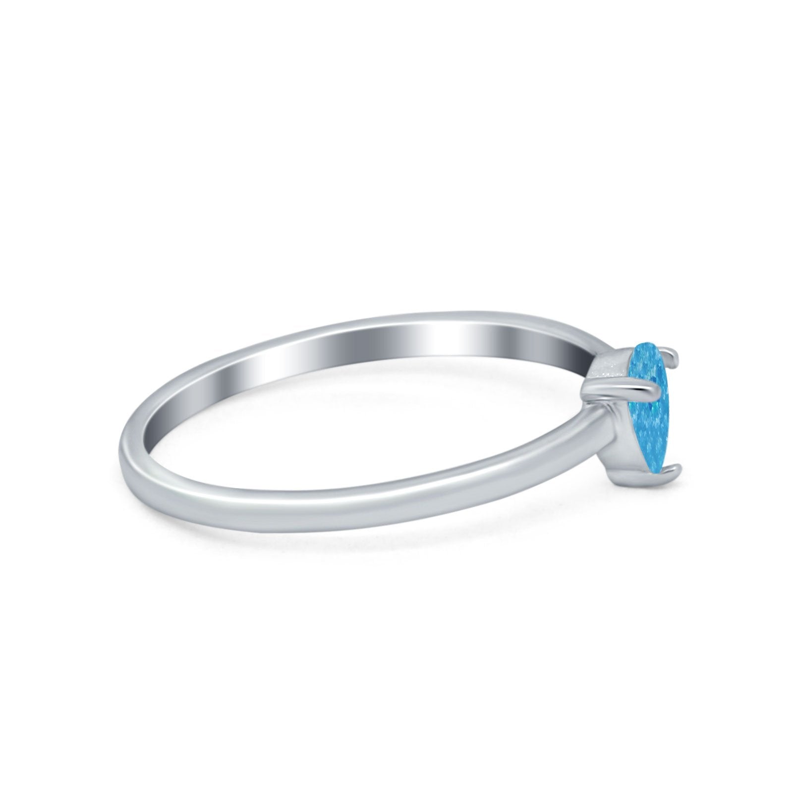 Petite Dainty Teardrop Wedding Ring Simulated Cubic Zirconia 925 Sterling Silver