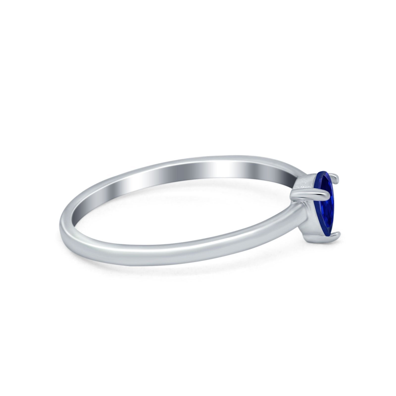 Petite Dainty Teardrop Wedding Ring Simulated Cubic Zirconia 925 Sterling Silver