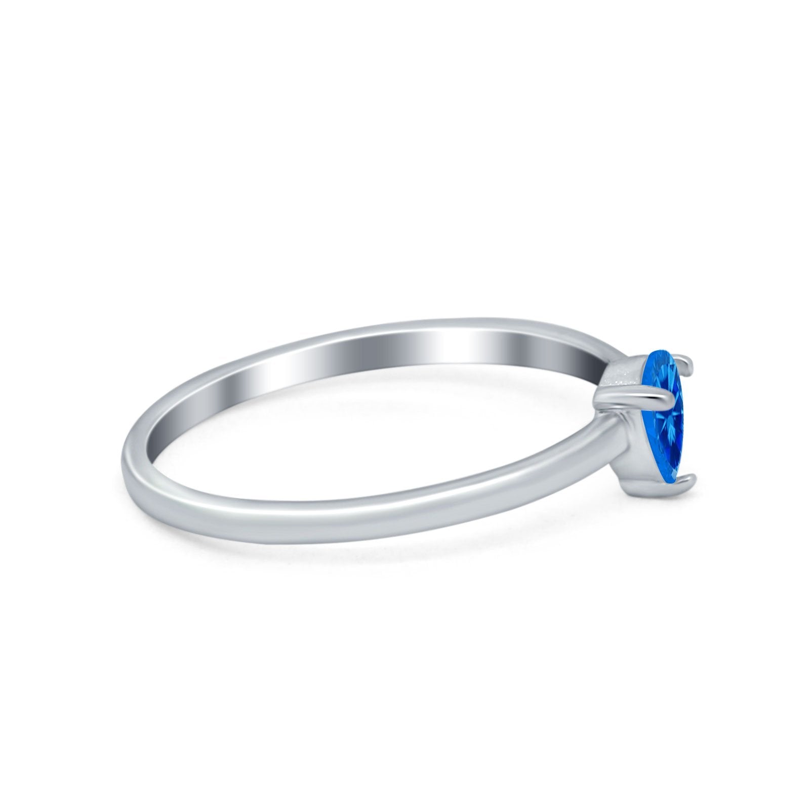 Petite Dainty Teardrop Wedding Ring Simulated Cubic Zirconia 925 Sterling Silver