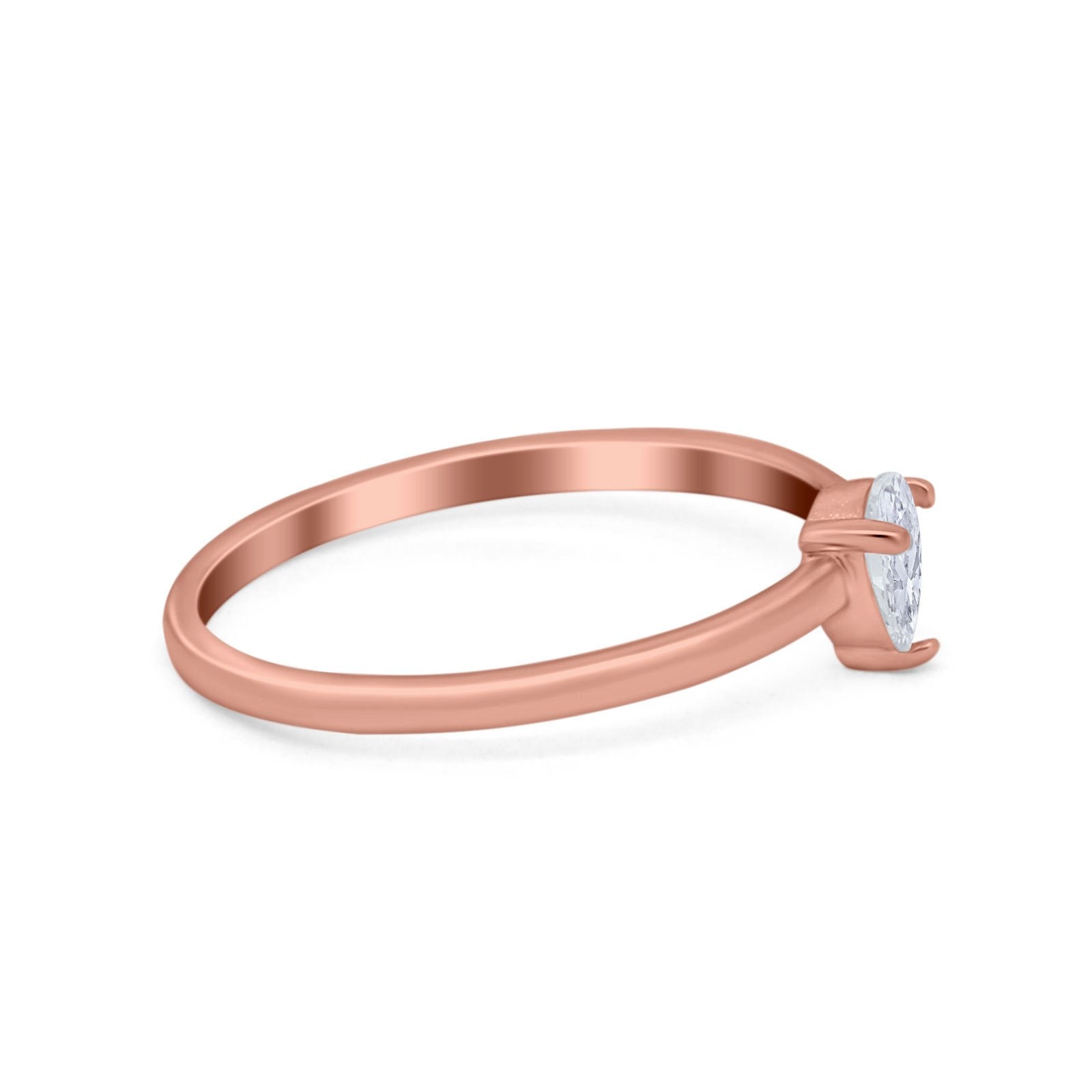 Petite Dainty Teardrop Wedding Ring Simulated Cubic Zirconia 925 Sterling Silver