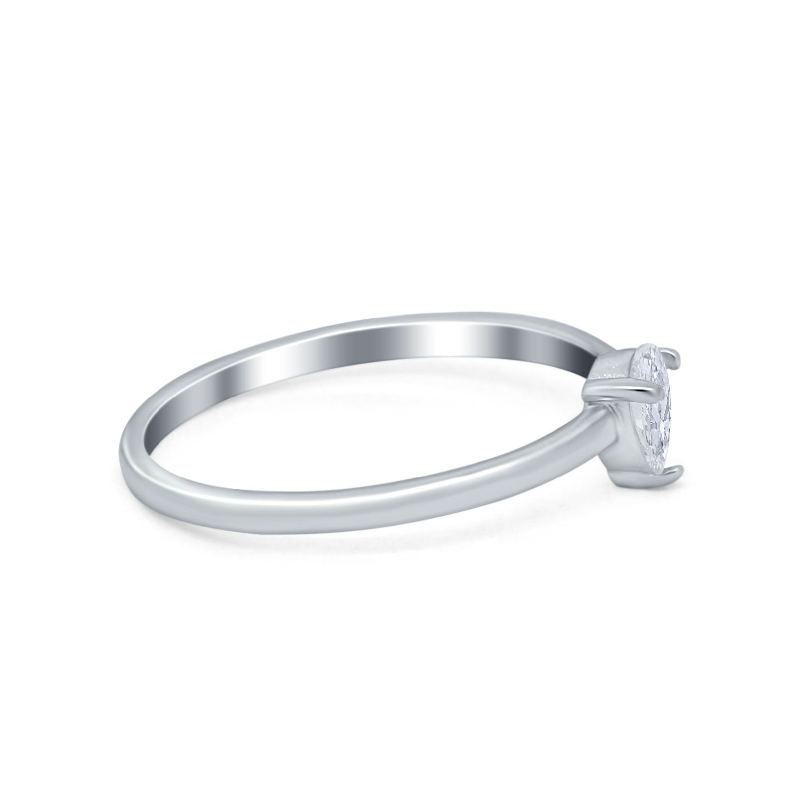 Petite Dainty Teardrop Wedding Ring Simulated Cubic Zirconia 925 Sterling Silver