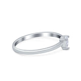 Petite Dainty Teardrop Wedding Ring Simulated Cubic Zirconia 925 Sterling Silver