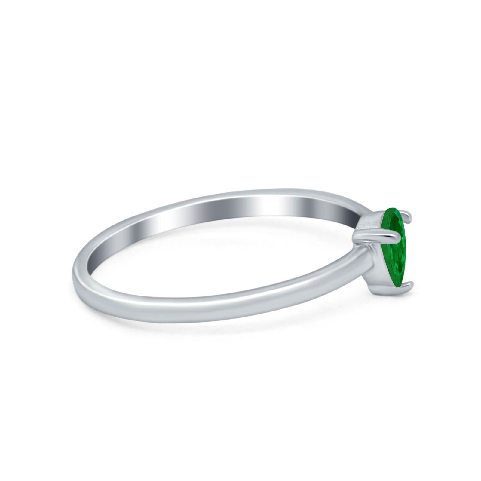 Petite Dainty Teardrop Wedding Ring Simulated Cubic Zirconia 925 Sterling Silver
