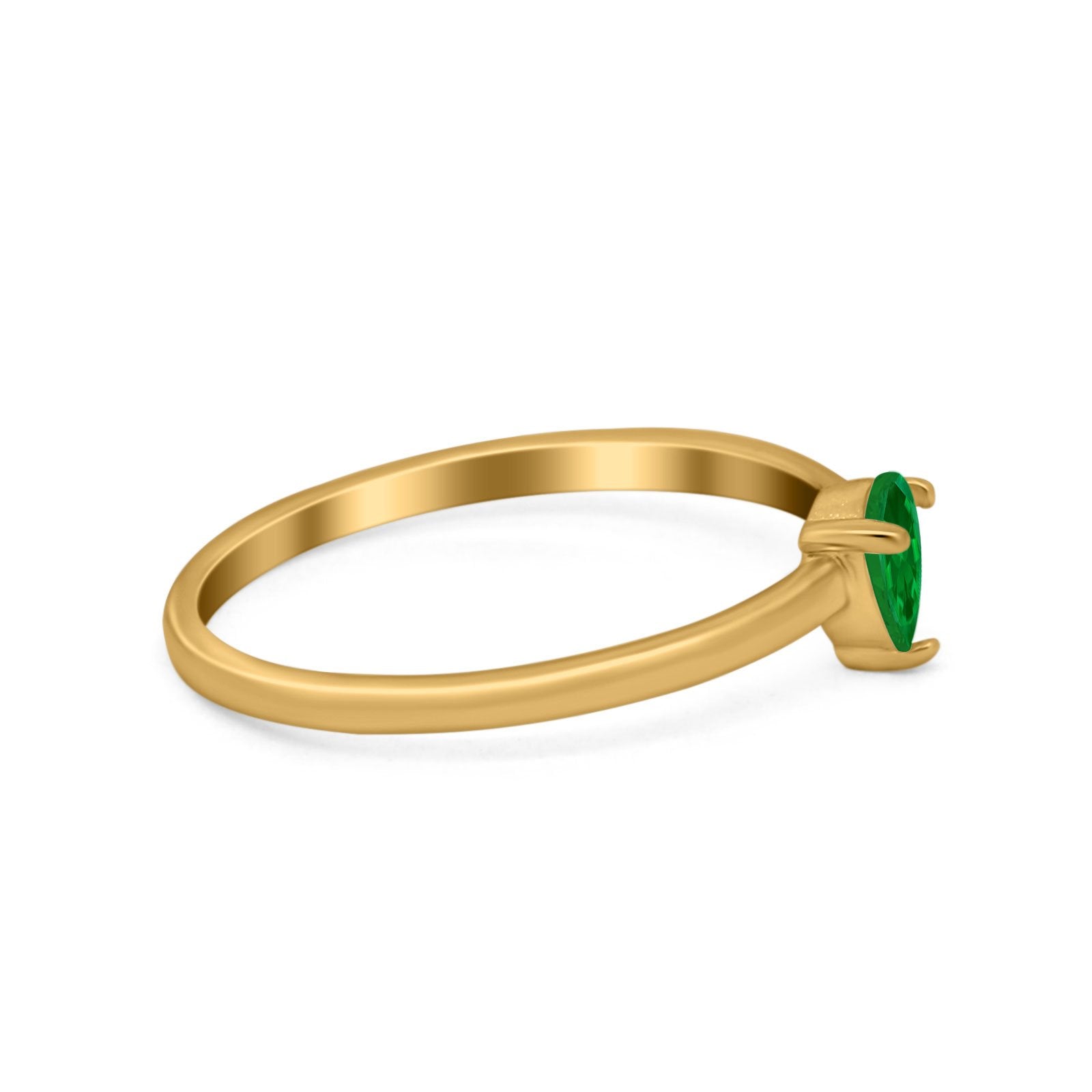 Petite Dainty Teardrop Wedding Ring Simulated Cubic Zirconia 925 Sterling Silver