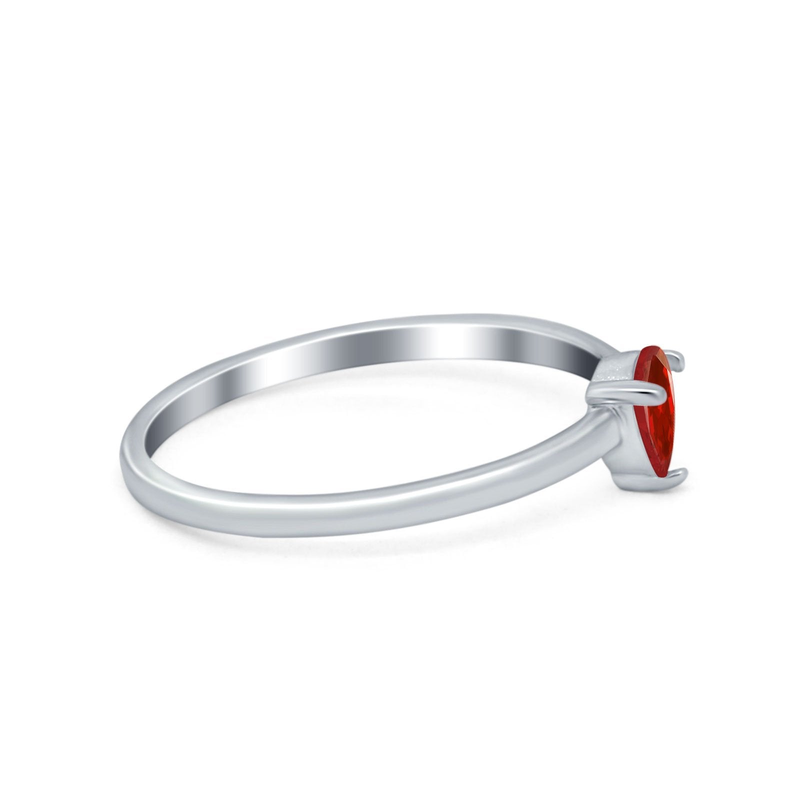 Petite Dainty Teardrop Wedding Ring Simulated Cubic Zirconia 925 Sterling Silver