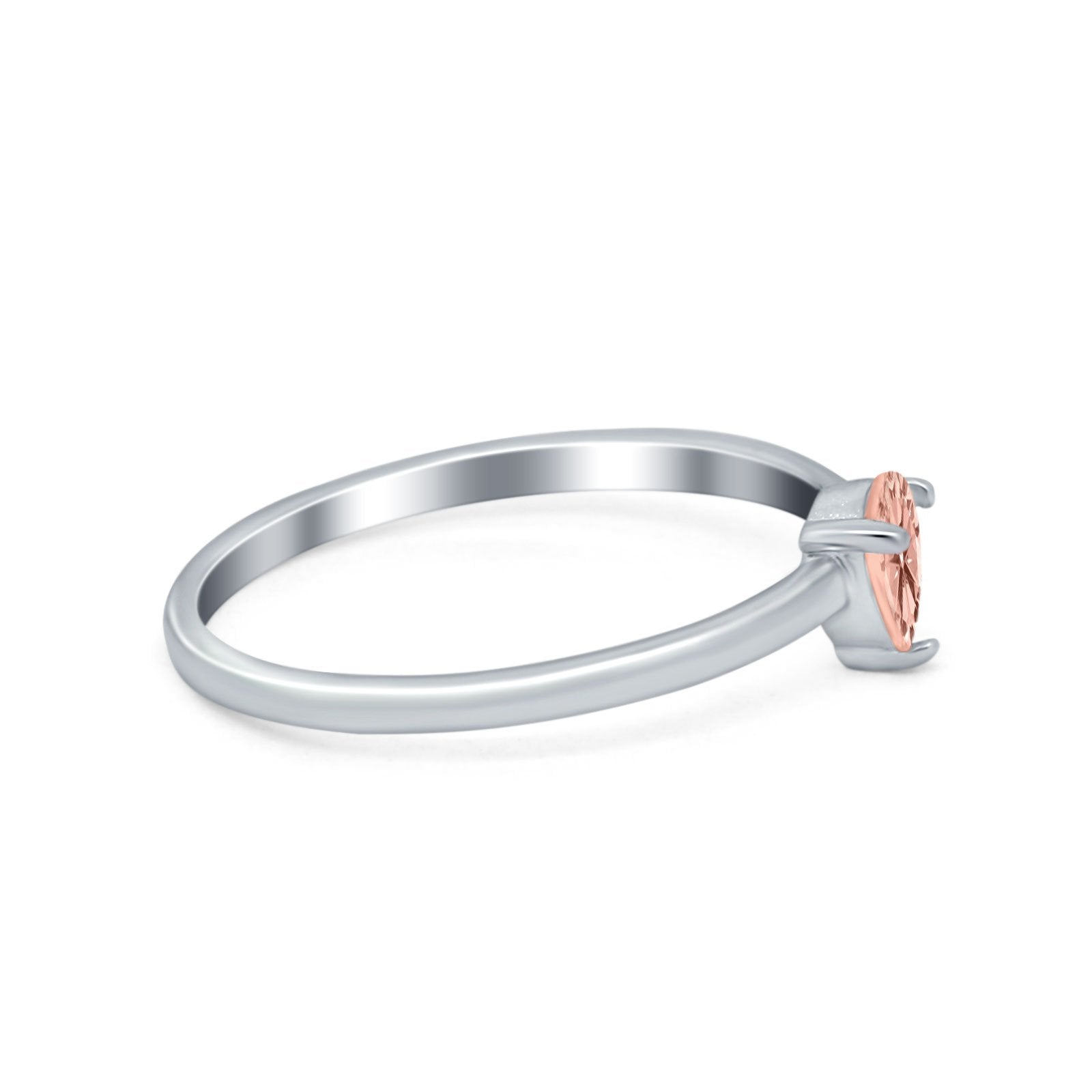 Petite Dainty Teardrop Wedding Ring Simulated Cubic Zirconia 925 Sterling Silver