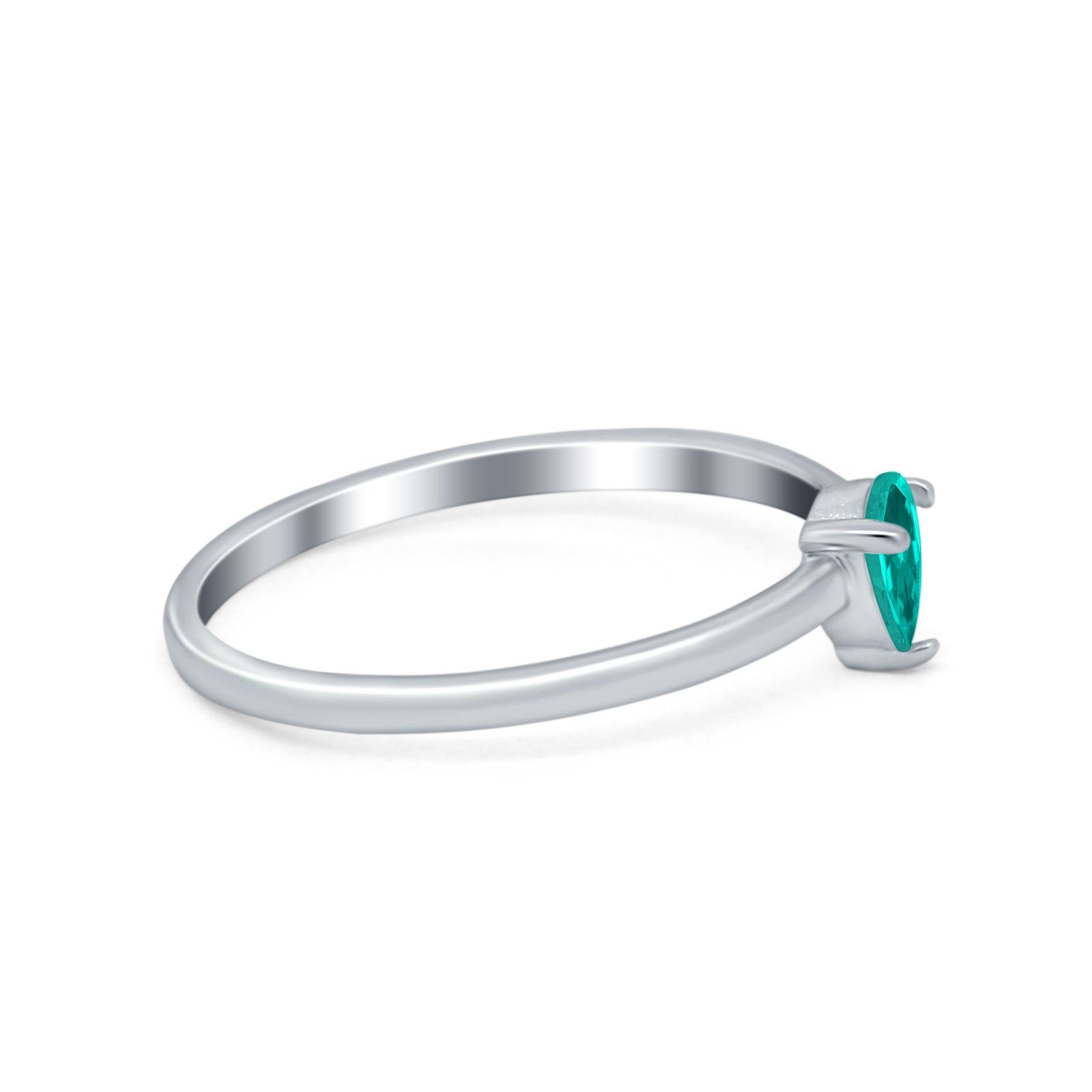 Petite Dainty Teardrop Wedding Ring Simulated Cubic Zirconia 925 Sterling Silver