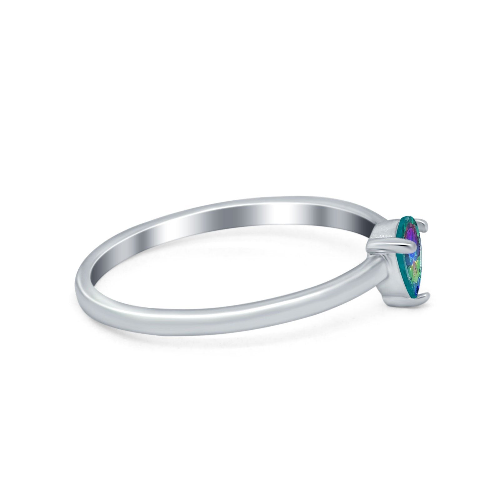 Petite Dainty Teardrop Wedding Ring Simulated Cubic Zirconia 925 Sterling Silver