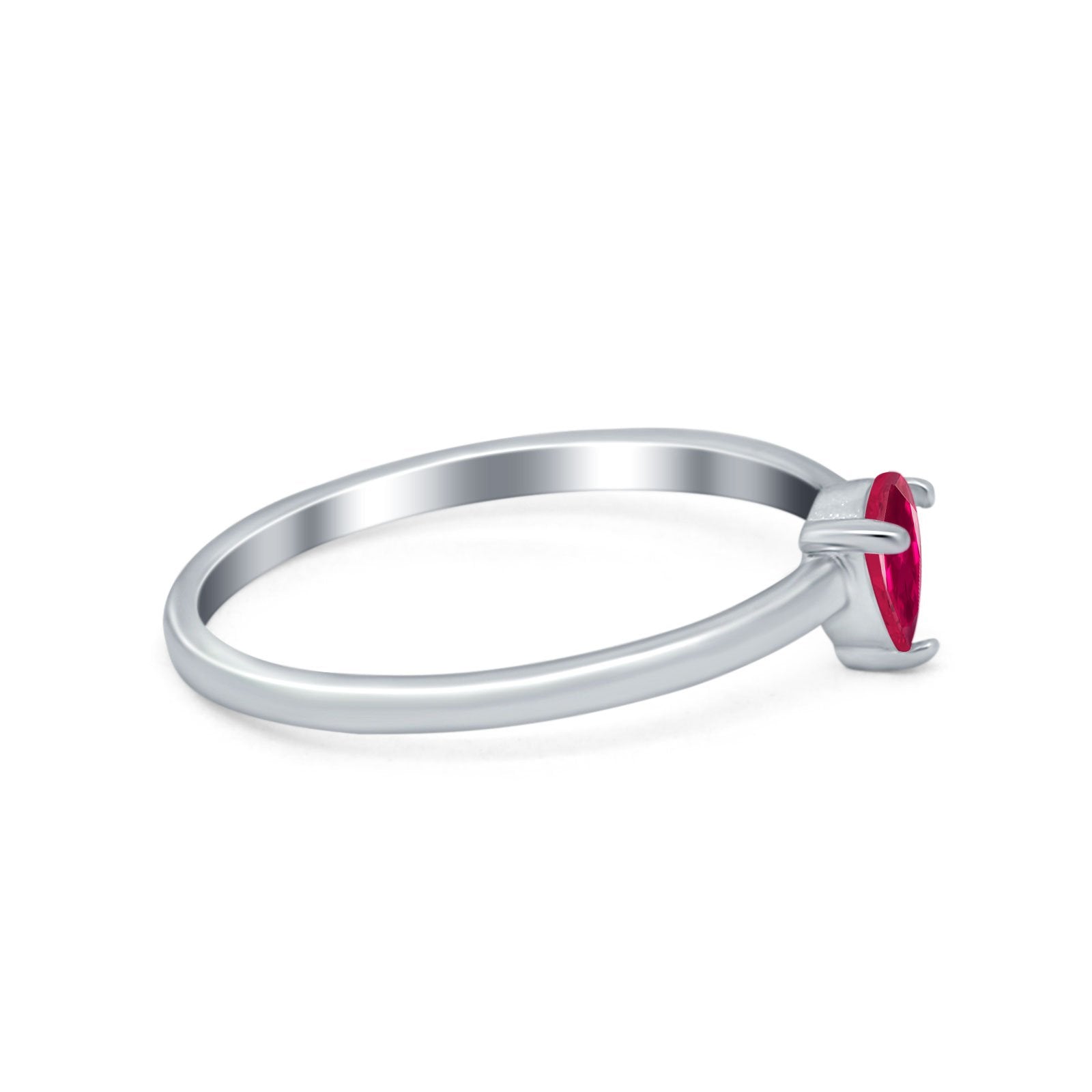Petite Dainty Teardrop Wedding Ring Simulated Cubic Zirconia 925 Sterling Silver