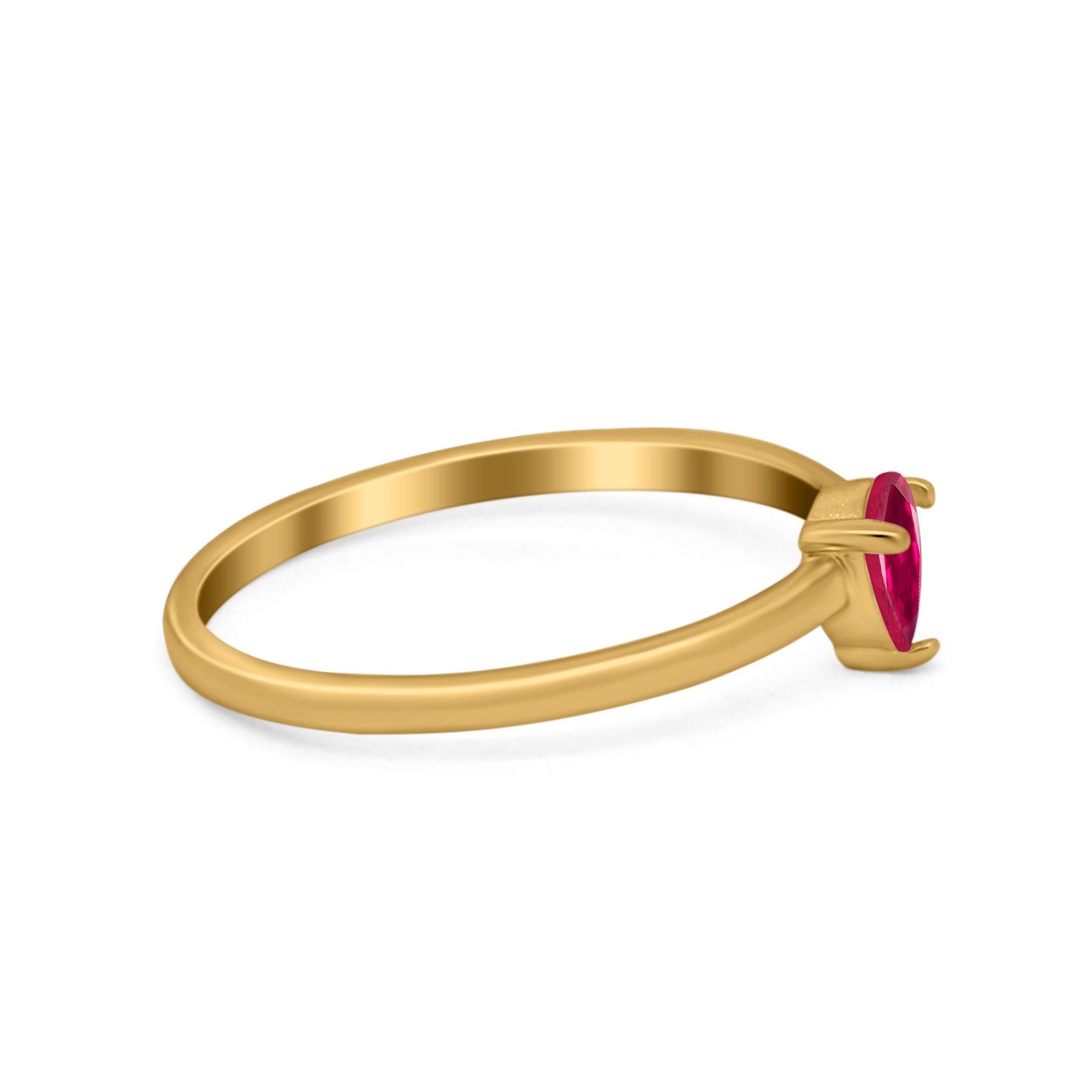 Petite Dainty Teardrop Wedding Ring Simulated Cubic Zirconia 925 Sterling Silver