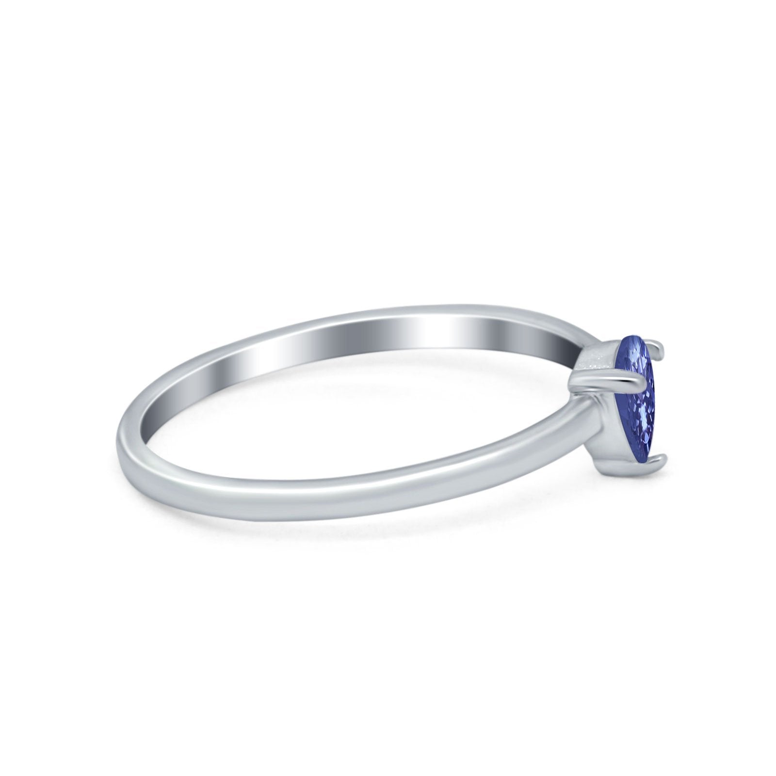 Petite Dainty Teardrop Wedding Ring Simulated Cubic Zirconia 925 Sterling Silver