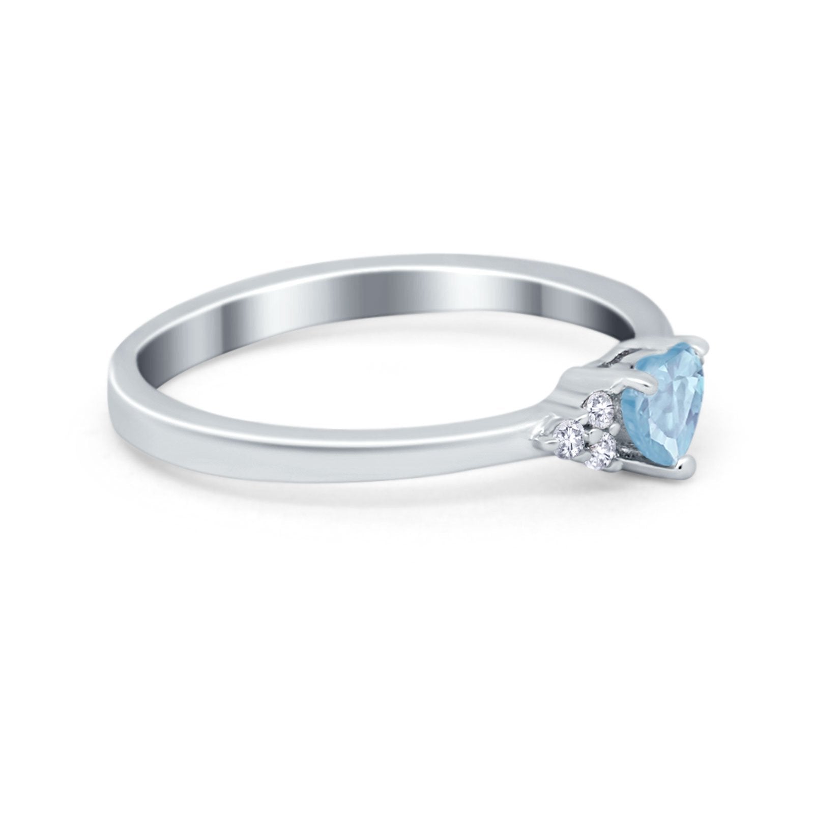 Engagement Heart Promise Ring Round Simulated Cubic Zirconia 925 Sterling Silver