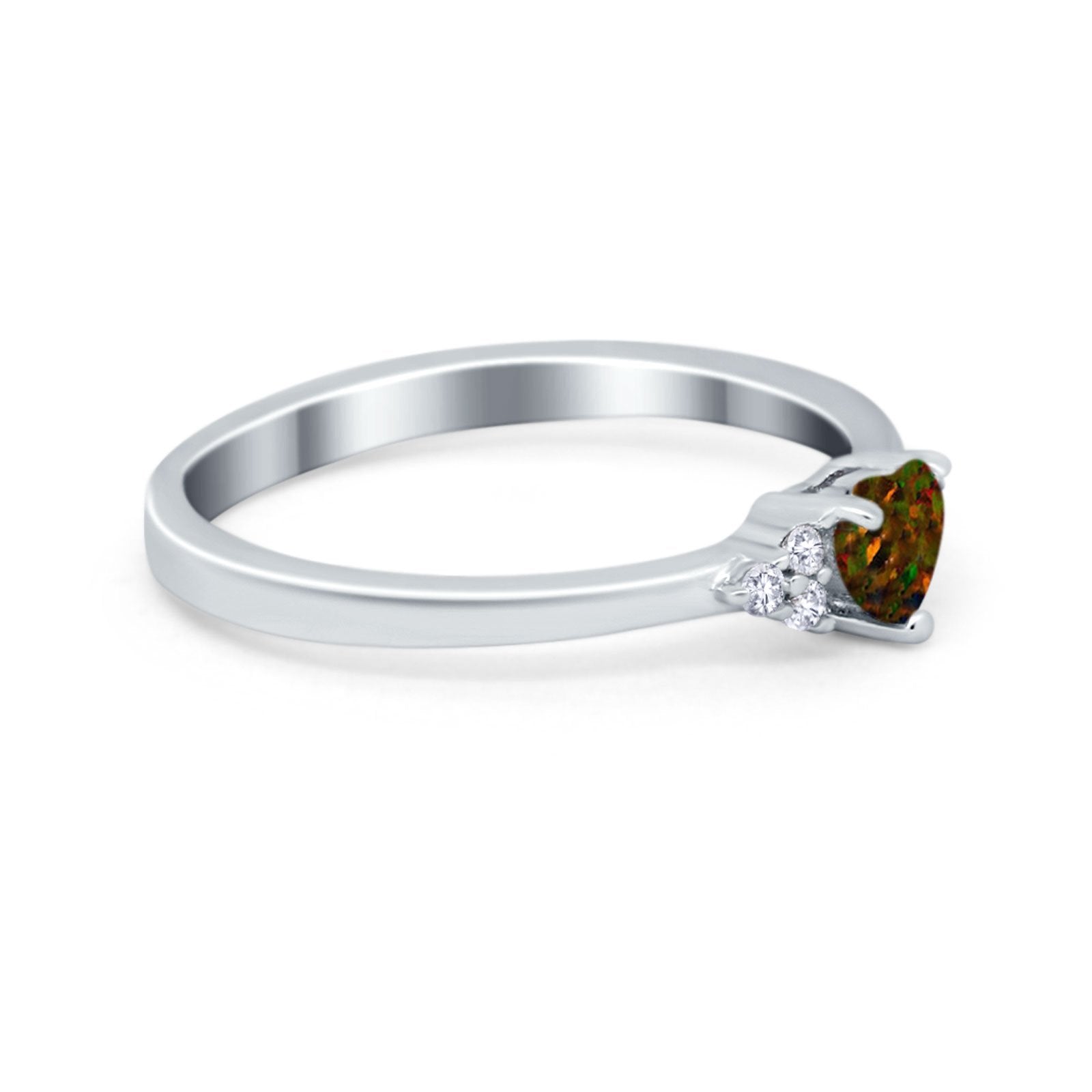 Engagement Heart Promise Ring Round Simulated Cubic Zirconia 925 Sterling Silver