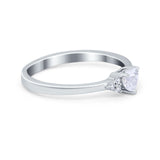 Engagement Heart Promise Ring Round Simulated Cubic Zirconia 925 Sterling Silver