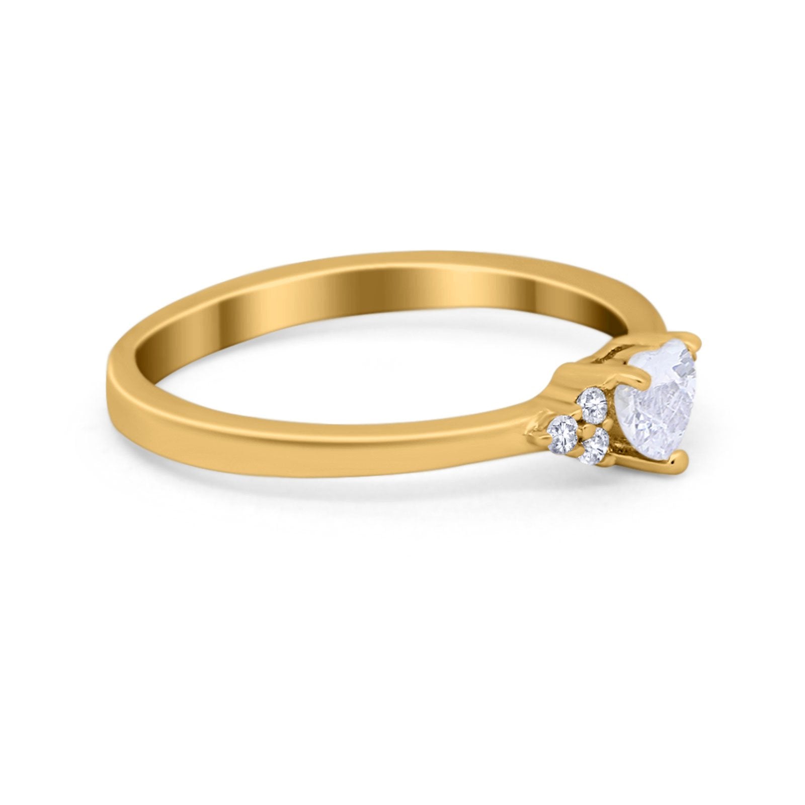 Engagement Heart Promise Ring Round Simulated Cubic Zirconia 925 Sterling Silver